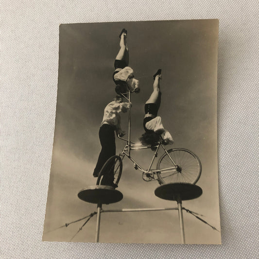 Circus Performer Bicycle Balancing Act Photo Photograph Vintage