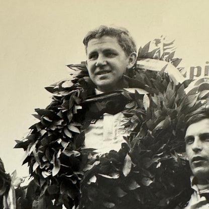 Vintage Racing Photograph Drivers on Victory Podium Race Photo