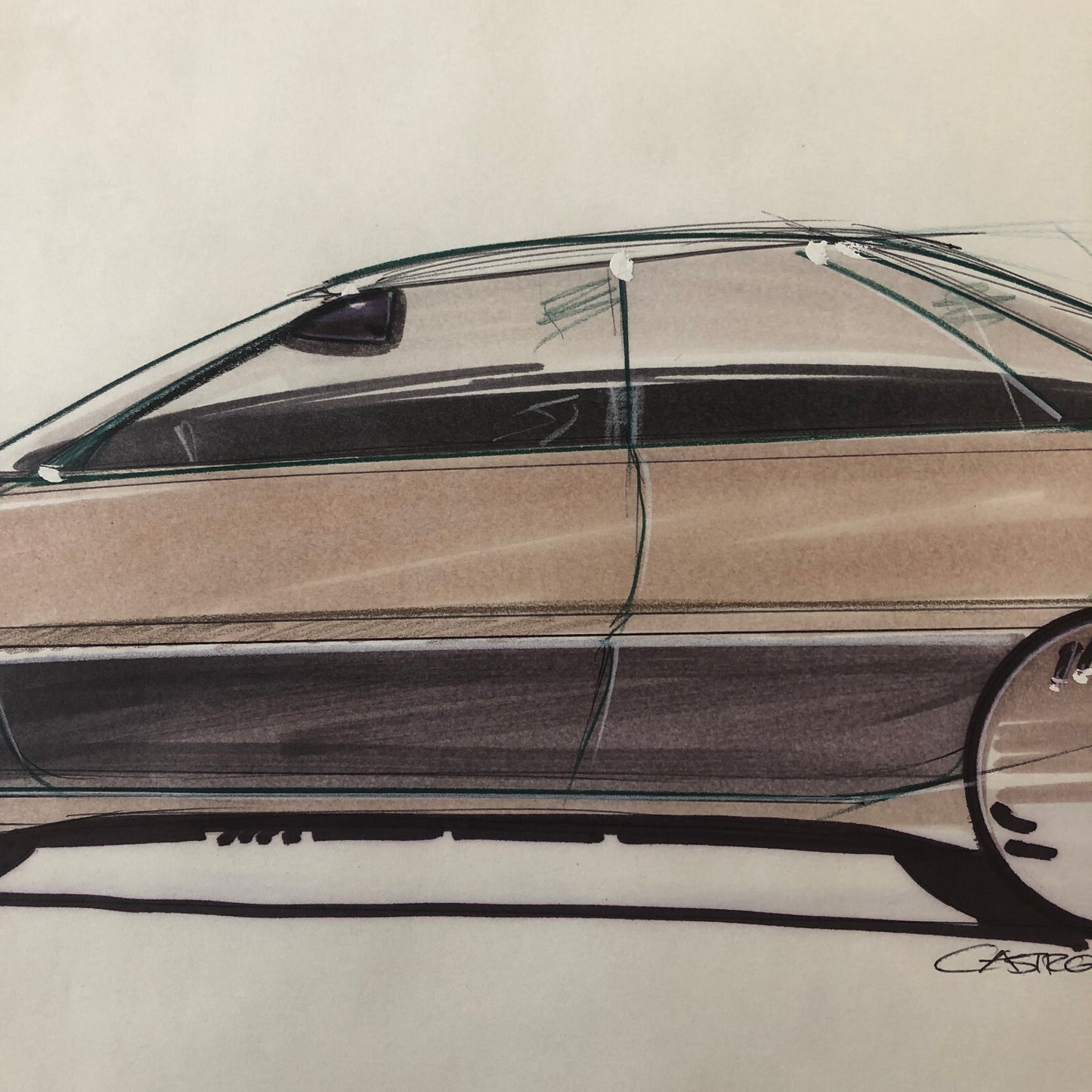 Car Styling Concept Illustration Art Drawing Sketch Vintage Signed 1986