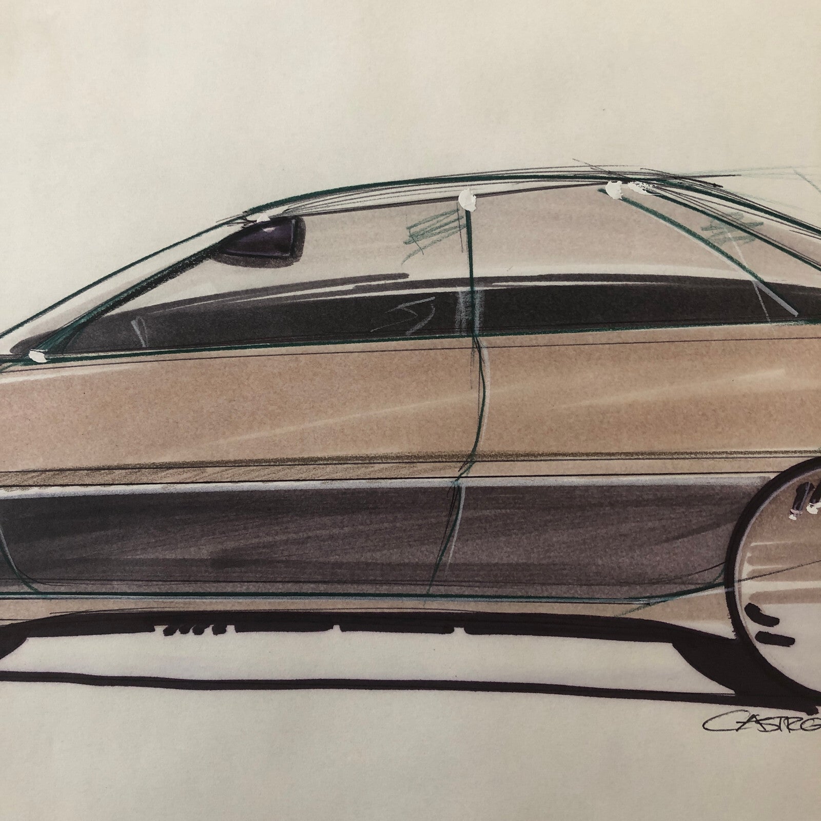 Car Styling Concept Illustration Art Drawing Sketch Vintage Signed 1986