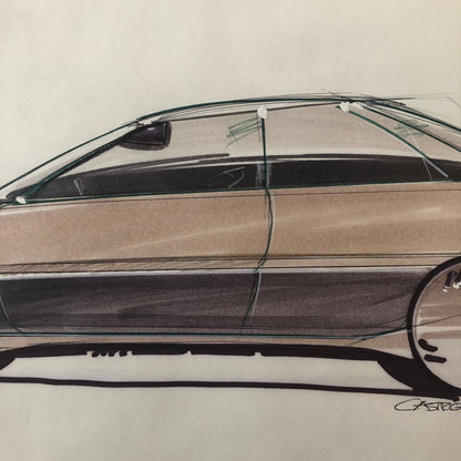 Car Styling Concept Illustration Art Drawing Sketch Vintage Signed 1986