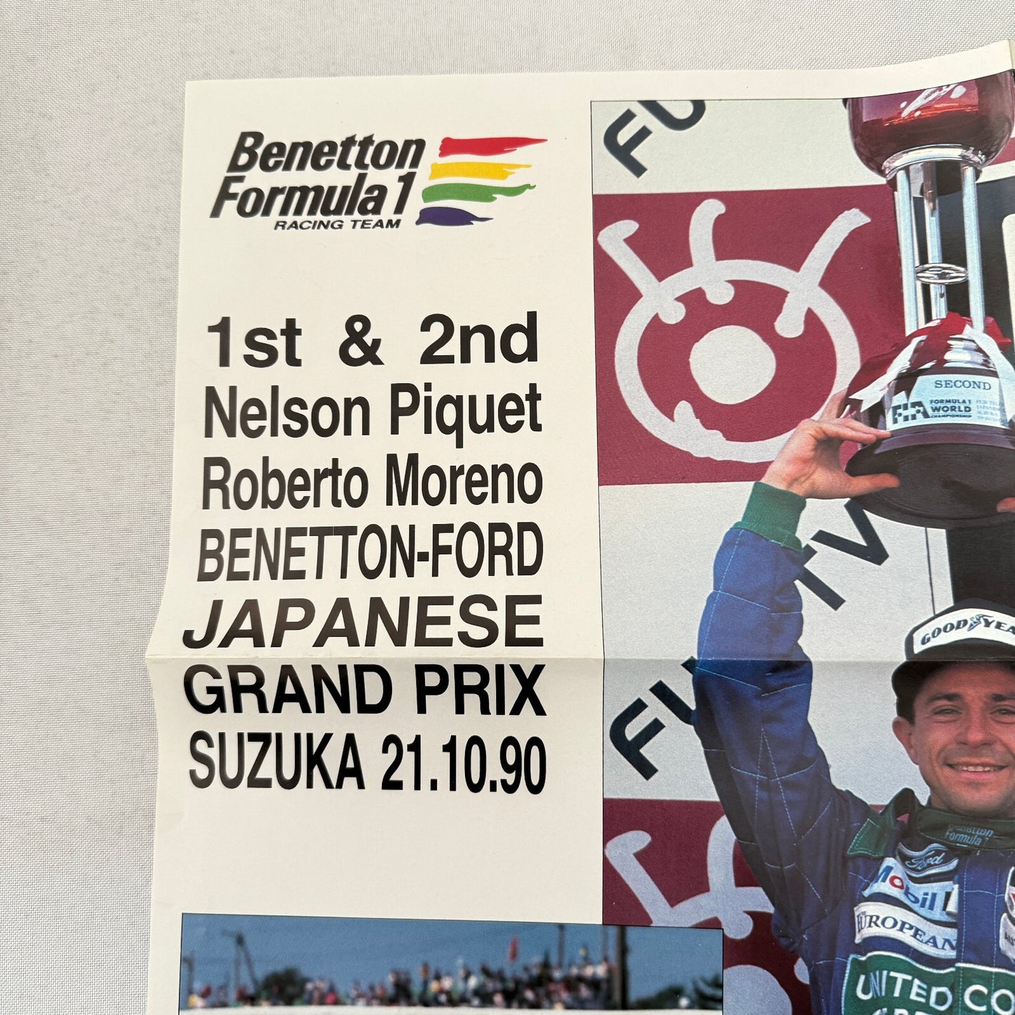 Nelson Piquet Roberto Moreno Benetton F1 Formula One Racing Poster 1990 Japan
