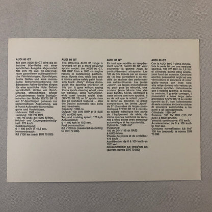 Audi 80 GT Factory Press Photo Photograph 80GT