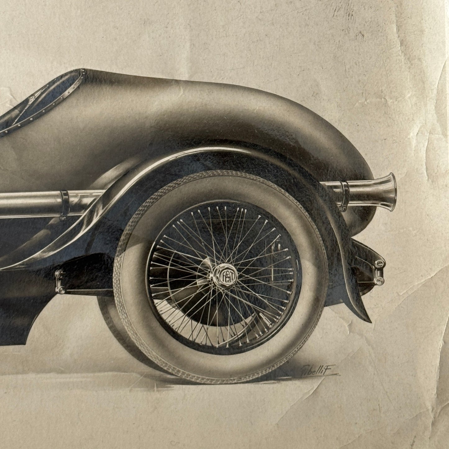 Vintage Fiat Car Automobile Photo Photograph Print Illustration Design Art