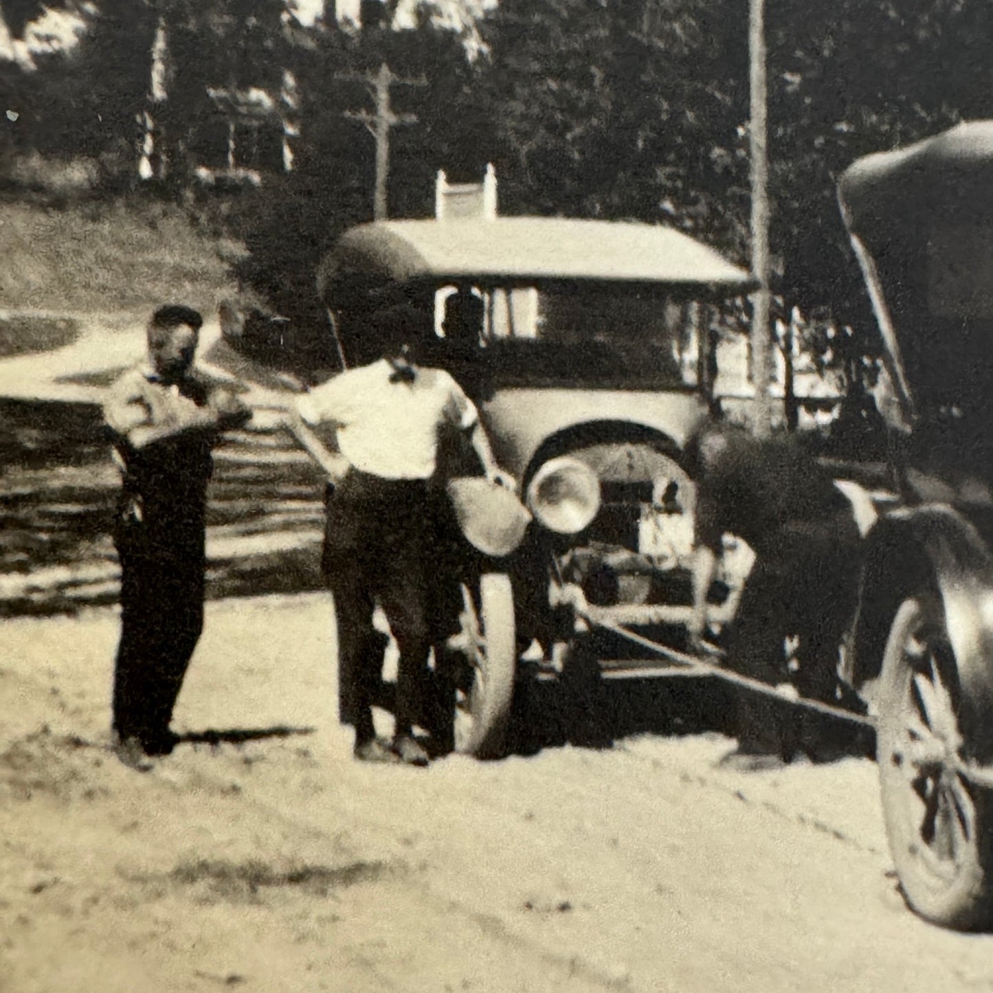 Vintage Car Photo Photograph Print Automobile Snapshot Men with Cars