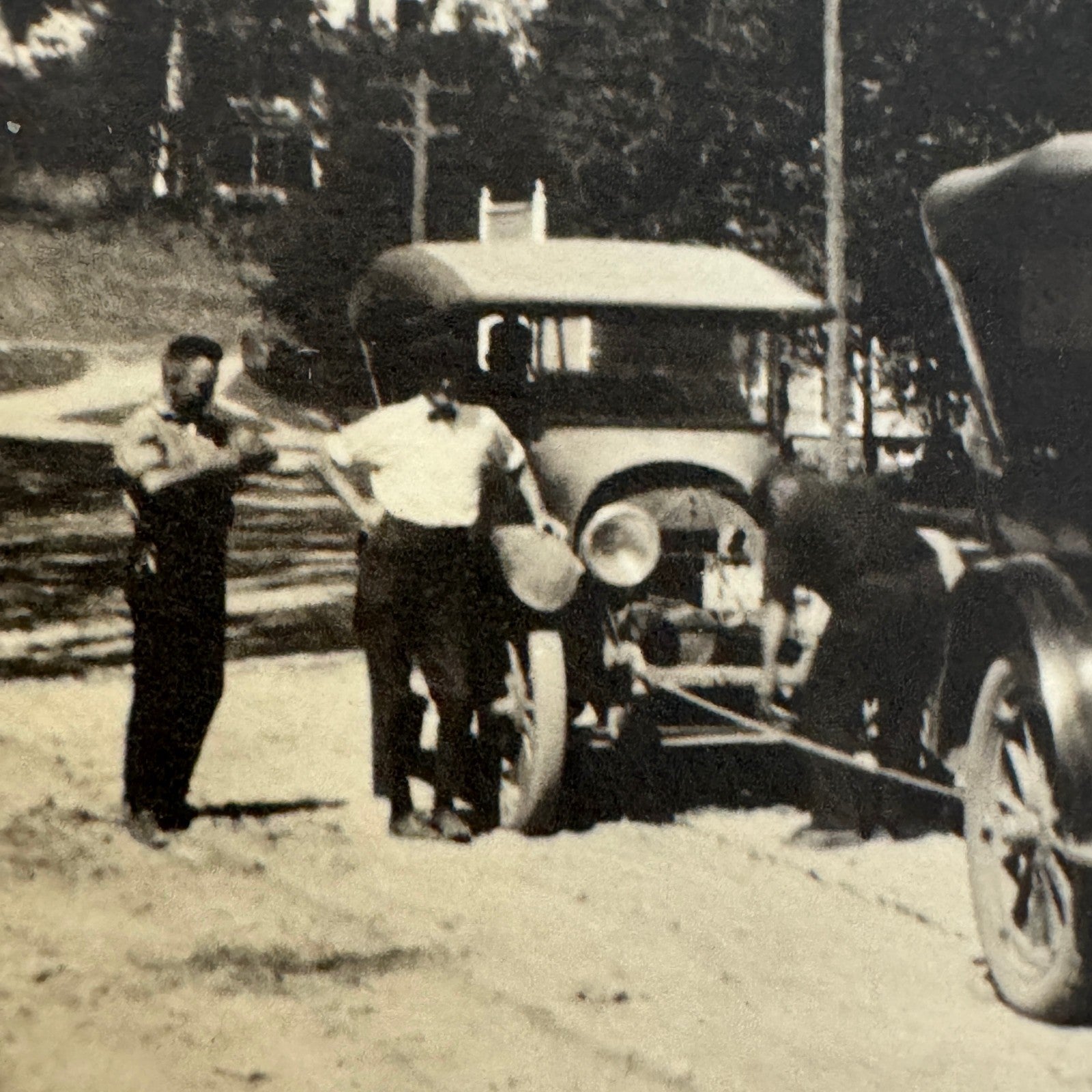 Vintage Car Photo Photograph Print Automobile Snapshot Men with Cars
