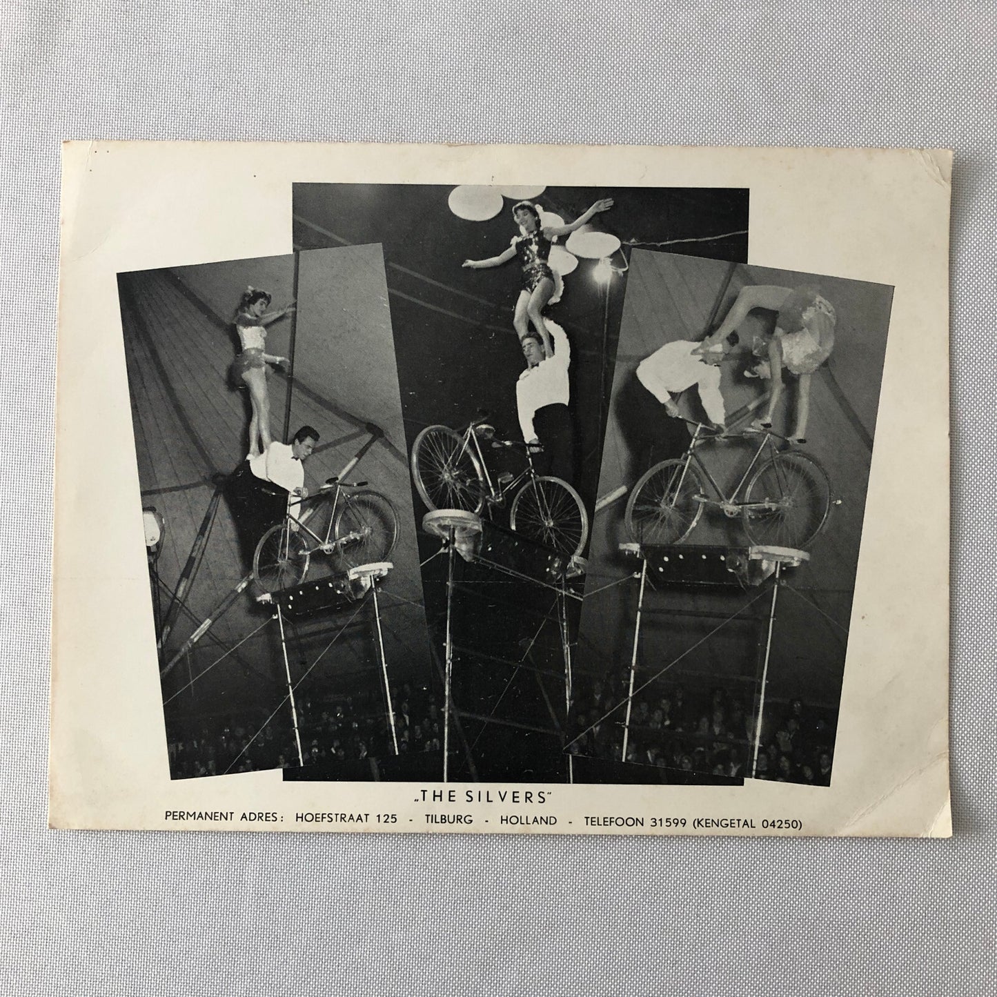 Circus Performer Bicycle Balancing Act Advertising Flyer Photo The Silvers