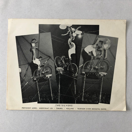 Circus Performer Bicycle Balancing Act Advertising Flyer Photo The Silvers