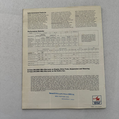 1968 American Motors AMC Brochure Catalog Javelin Rebel American Ambassador AMX