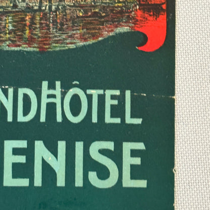 Vintage Hotel Travel Luggage Label Grand Hotel Venise Venice Italy Italian
