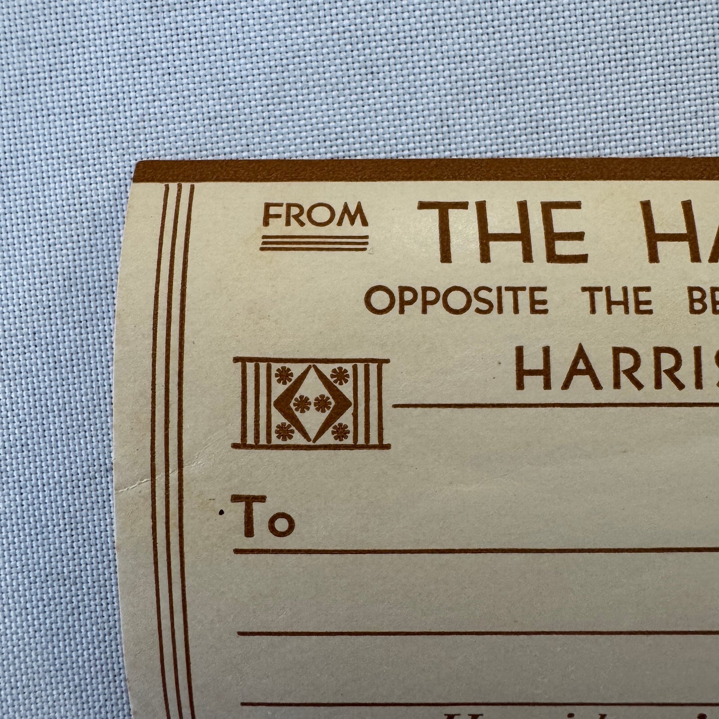Vintage Hotel Travel Label The Harrisburger Hotel Harrisburg PA Pennsylvania
