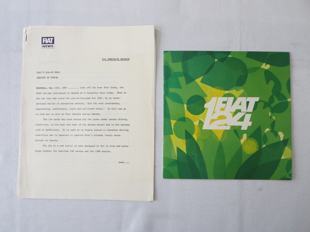1967 Fiat Press Kit Brochure Photos 124 Station Wagon 124 Sedan - Canadian