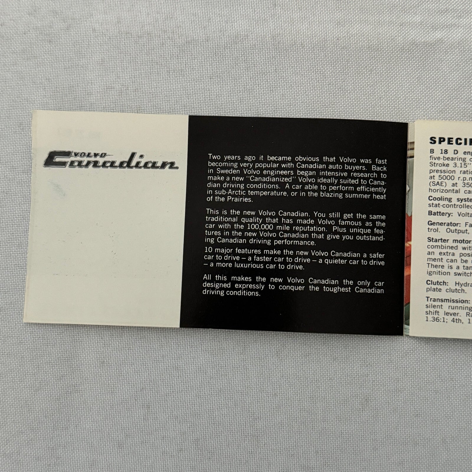 Volvo Canadian Series Car Sales Brochure Catalog Vintage Advertising