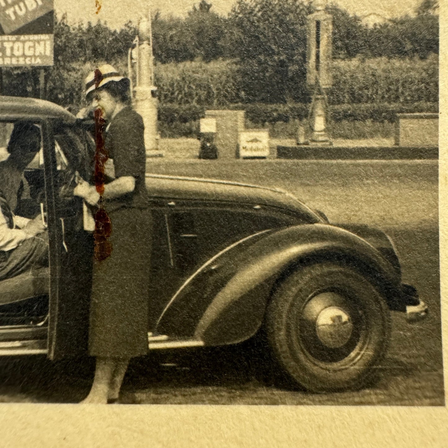 Vintage Photograph Photo Print People with Car Automobile European