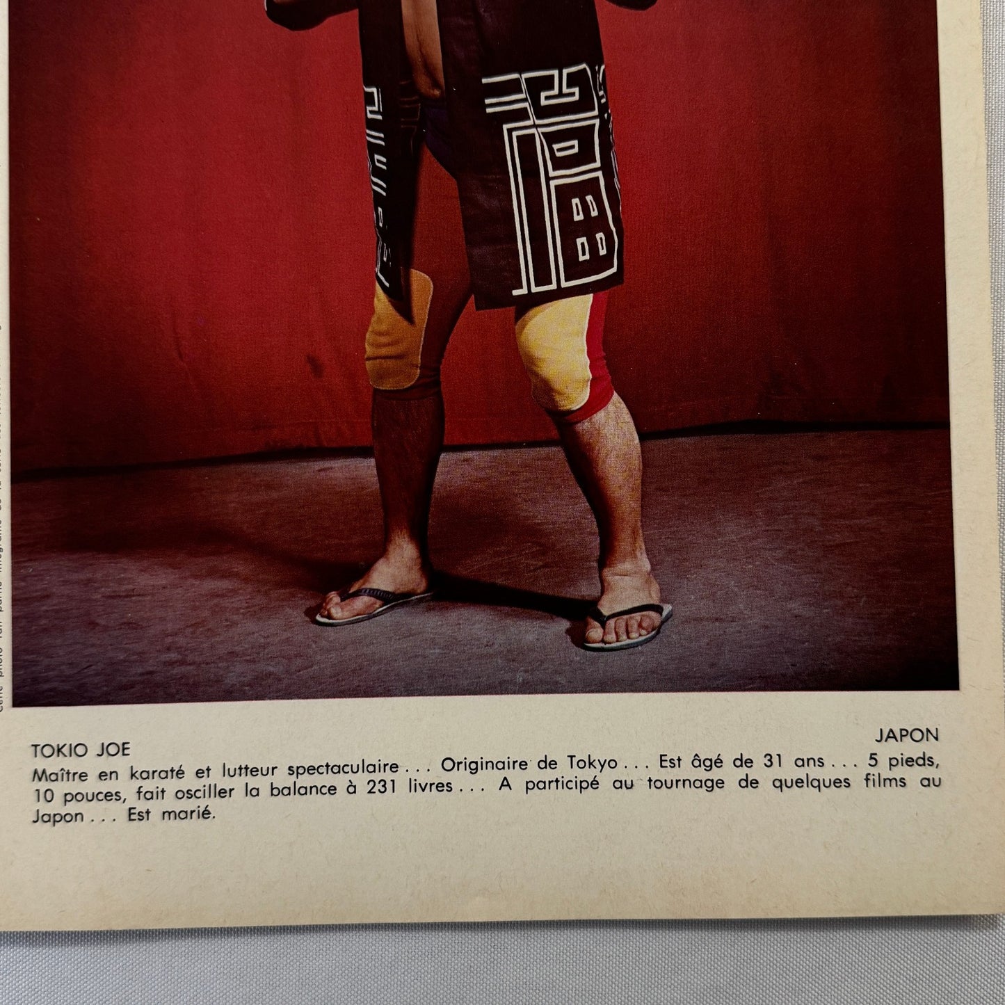 Vintage Wrestling Print Insert Tokio Joe Tokyo Joe Quebec French 1973