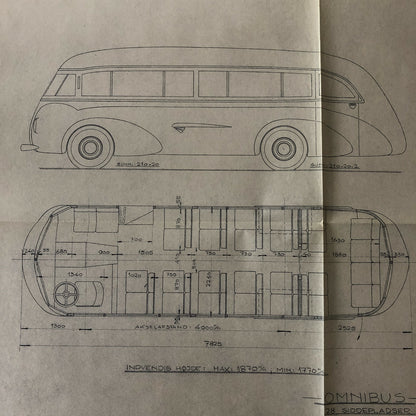 1935 Coachbuilder Bus Design Blueprint Rendering Blue Print Coach Bus Truck