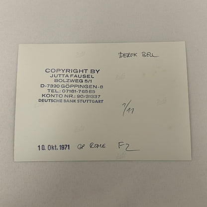 Vintage Racing Photo 1971 Rome Italy F2 Race Derek Bell Driver Motorsport