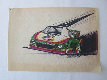 Porsche 935 Kremer Racing Design Sketch Drawing Art NOTTRODT Vintage 1976