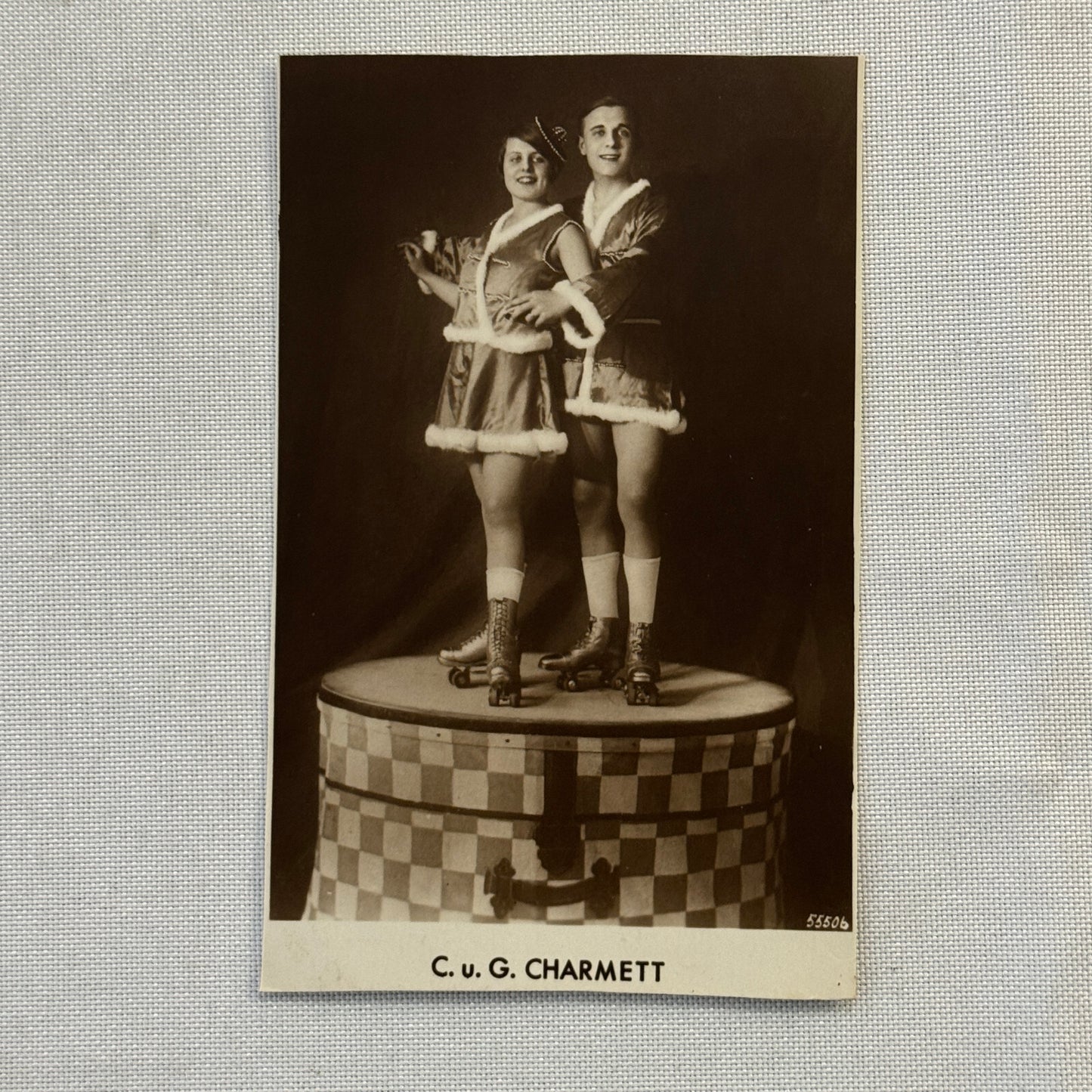 Roller Skating Circus Act Postcard Post Card Lot 2x Charmett European Skate