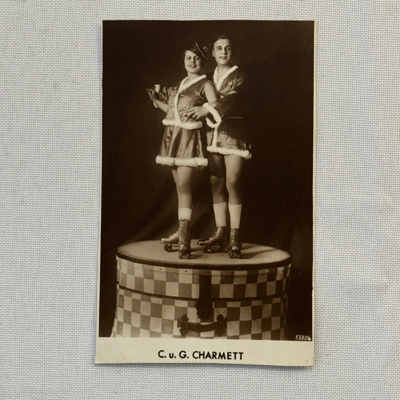 Roller Skating Circus Act Postcard Post Card Lot 2x Charmett European Skate