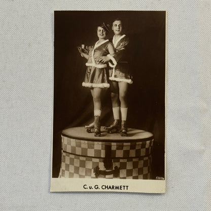 Roller Skating Circus Act Postcard Post Card Lot 2x Charmett European Skate