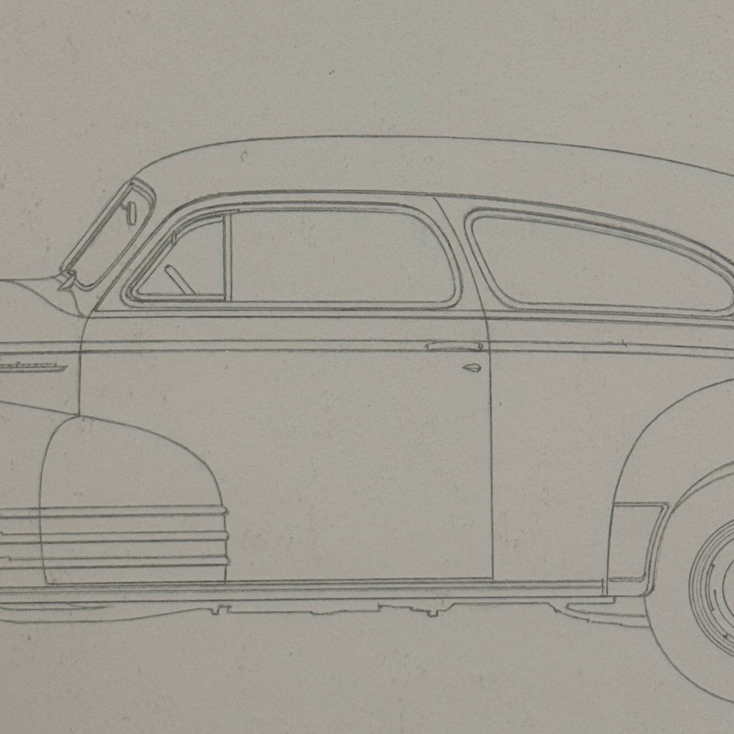 1942 Chevrolet Fleetline Aerosedan Illustration Art Drawing Hand Drawn