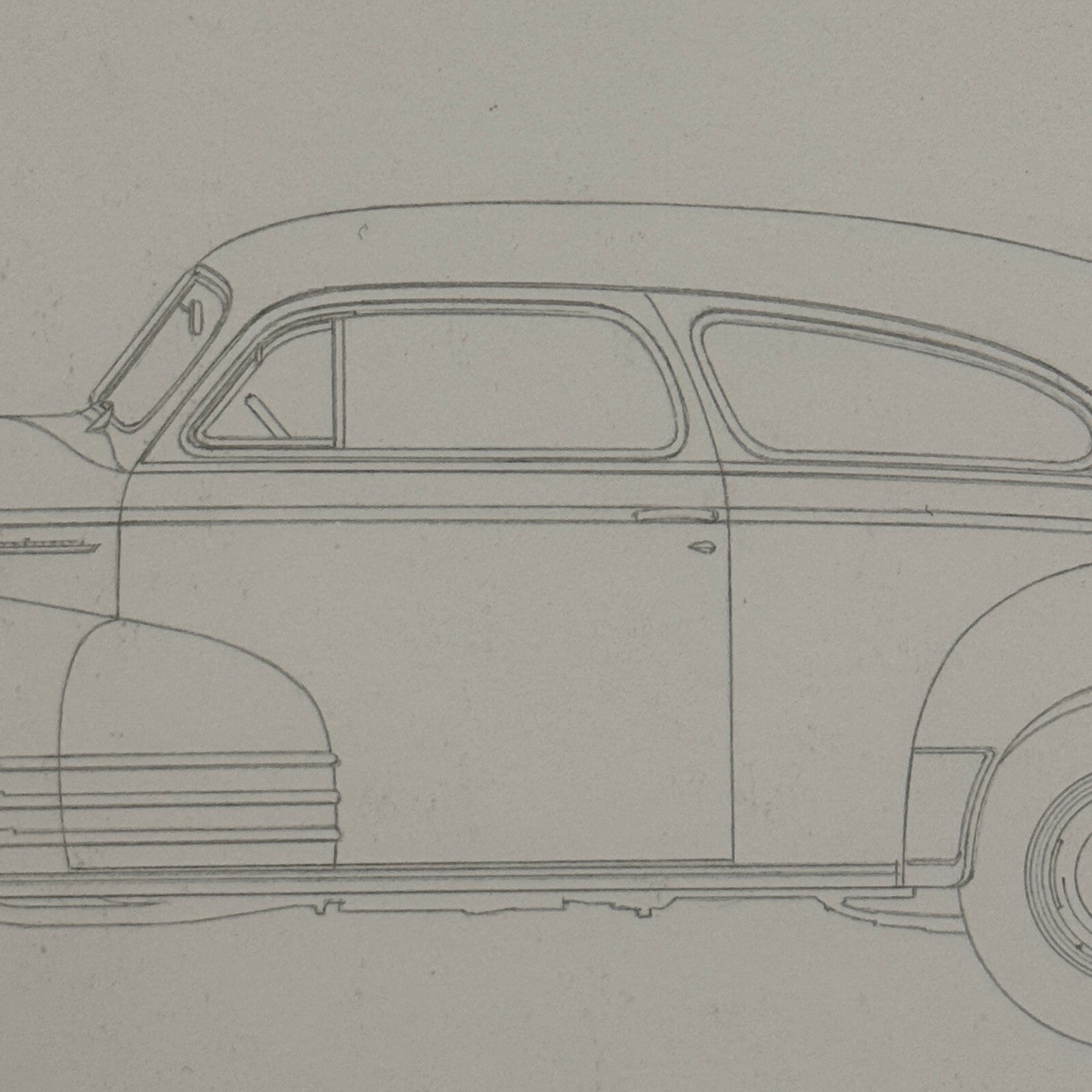 1942 Chevrolet Fleetline Aerosedan Illustration Art Drawing Hand Drawn