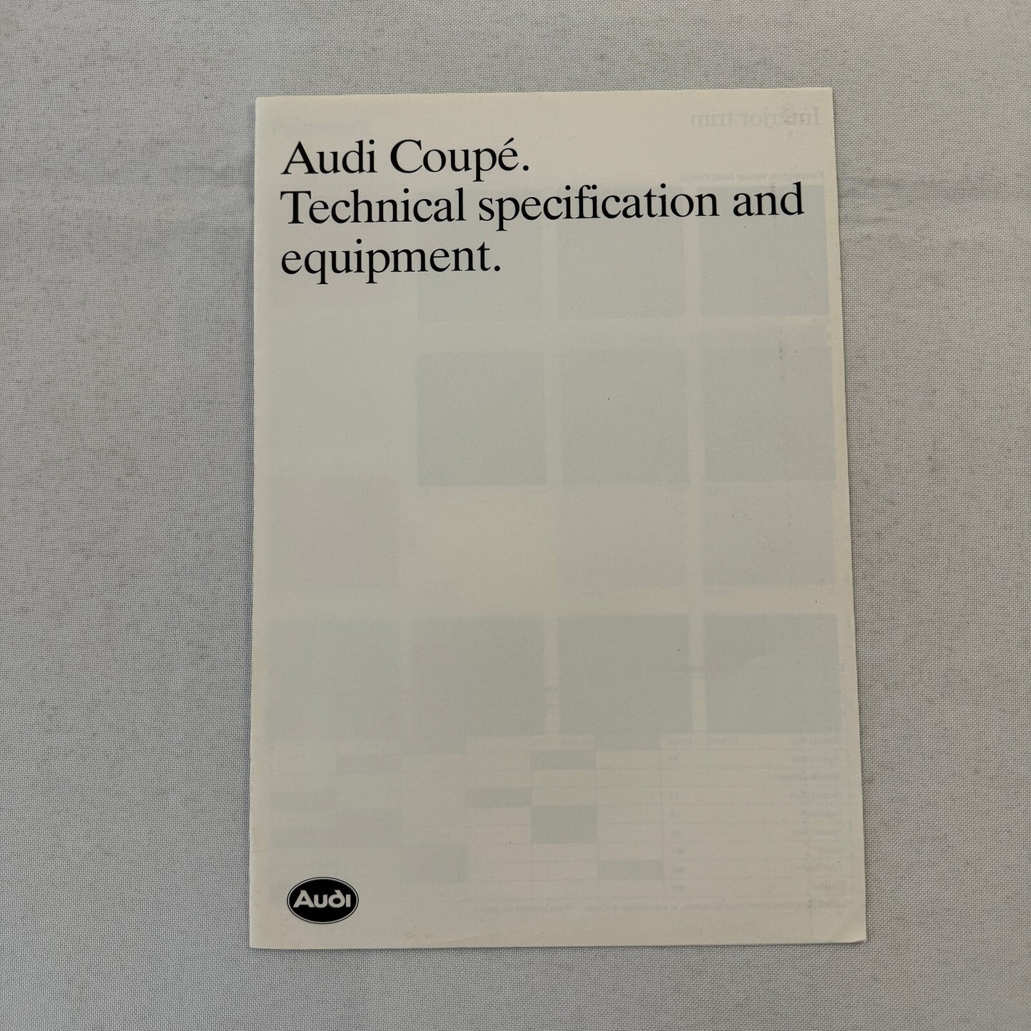 Audi Coupe Technical Specification and Color Spec Brochure Coupe Quattro GT