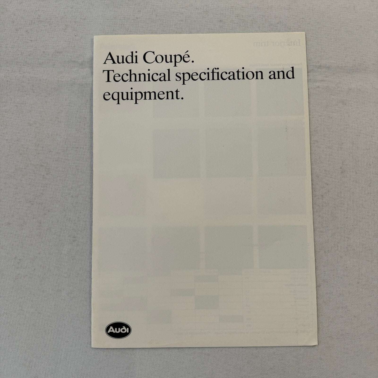 Audi Coupe Technical Specification and Color Spec Brochure Coupe Quattro GT