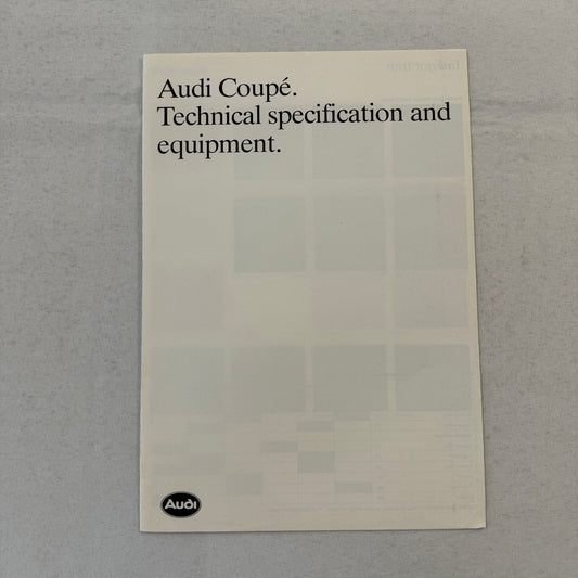 Audi Coupe Technical Specification and Color Spec Brochure Coupe Quattro GT