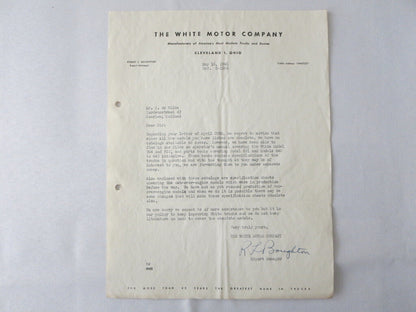 1946 White Motor Company Letter Letterhead Document White Truck 
