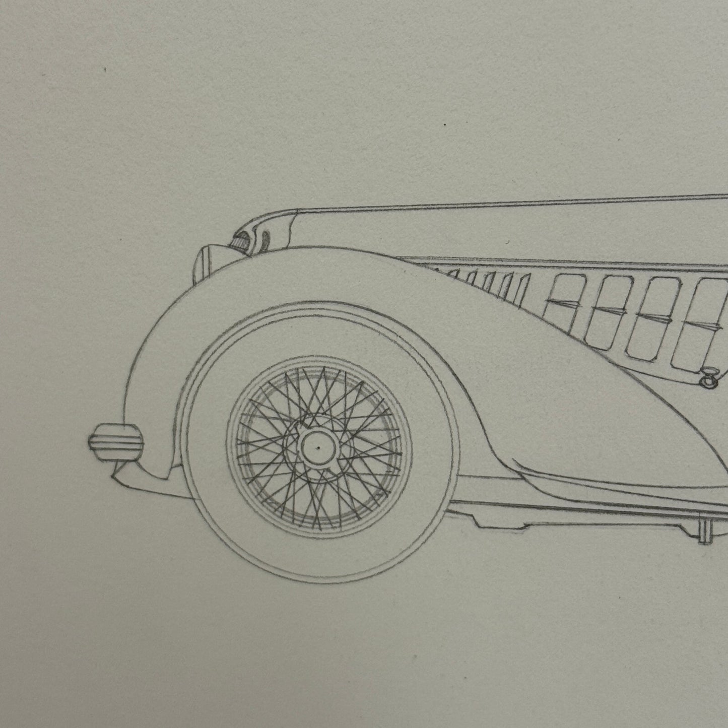 1937 Alfa Romeo 8C 2900 B Spider Car Illustration Art Drawing Hand Drawn