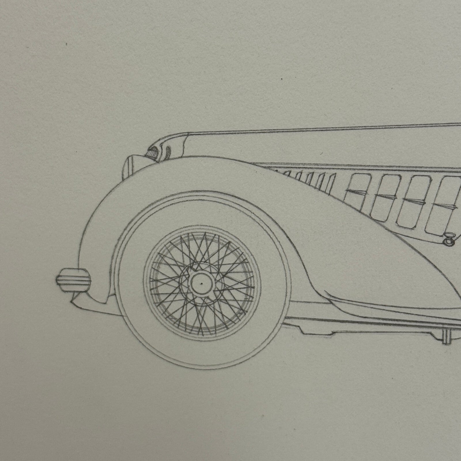 1937 Alfa Romeo 8C 2900 B Spider Car Illustration Art Drawing Hand Drawn