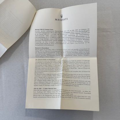 2001 Maserati Spyder Convertible Press Kit Brochure Photo CD Frankfurt Autoshow
