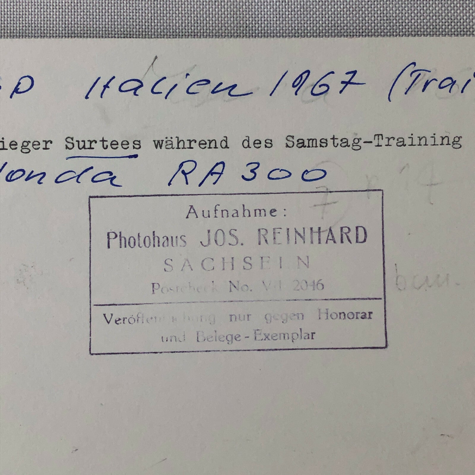 Vintage John Surtees 1967 Italian Grand Prix Honda Car Racing Photo Photograph