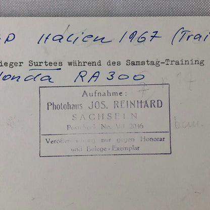 Vintage John Surtees 1967 Italian Grand Prix Honda Car Racing Photo Photograph