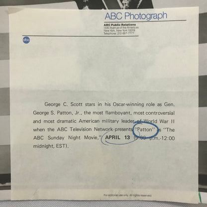 Patton Movie Film ABC Television Photo Photograph George C Scott George S Patton