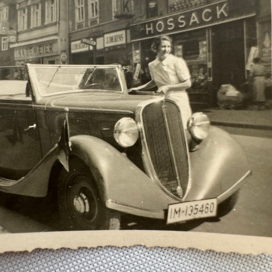 Vintage Snapshot Photo Photograph Lot Woman with Beautiful Car Automobile German