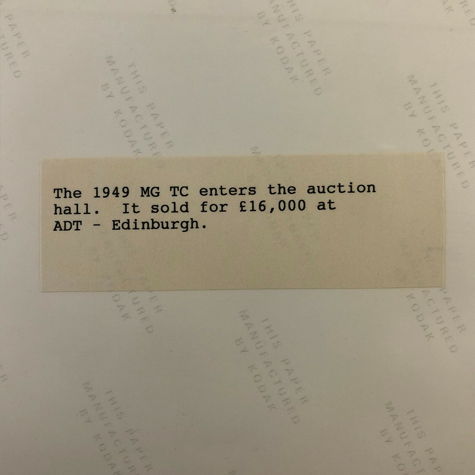 Vintage 1949 MG TC Car at Auction Photo Photograph Print 
