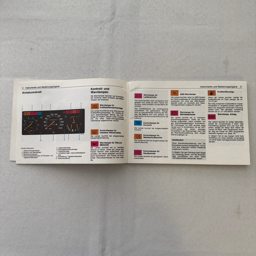 1993 Saab 900 Owners Manual Instruction Guide Book Saab Turbo GERMAN