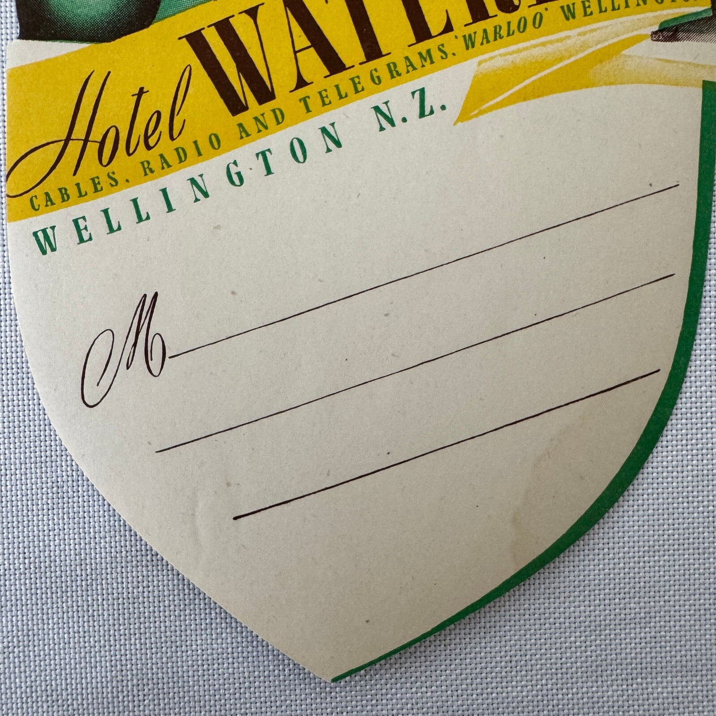 Vintage Hotel Travel Luggage Label Hotel Waterloo Wellington New Zealand Lion
