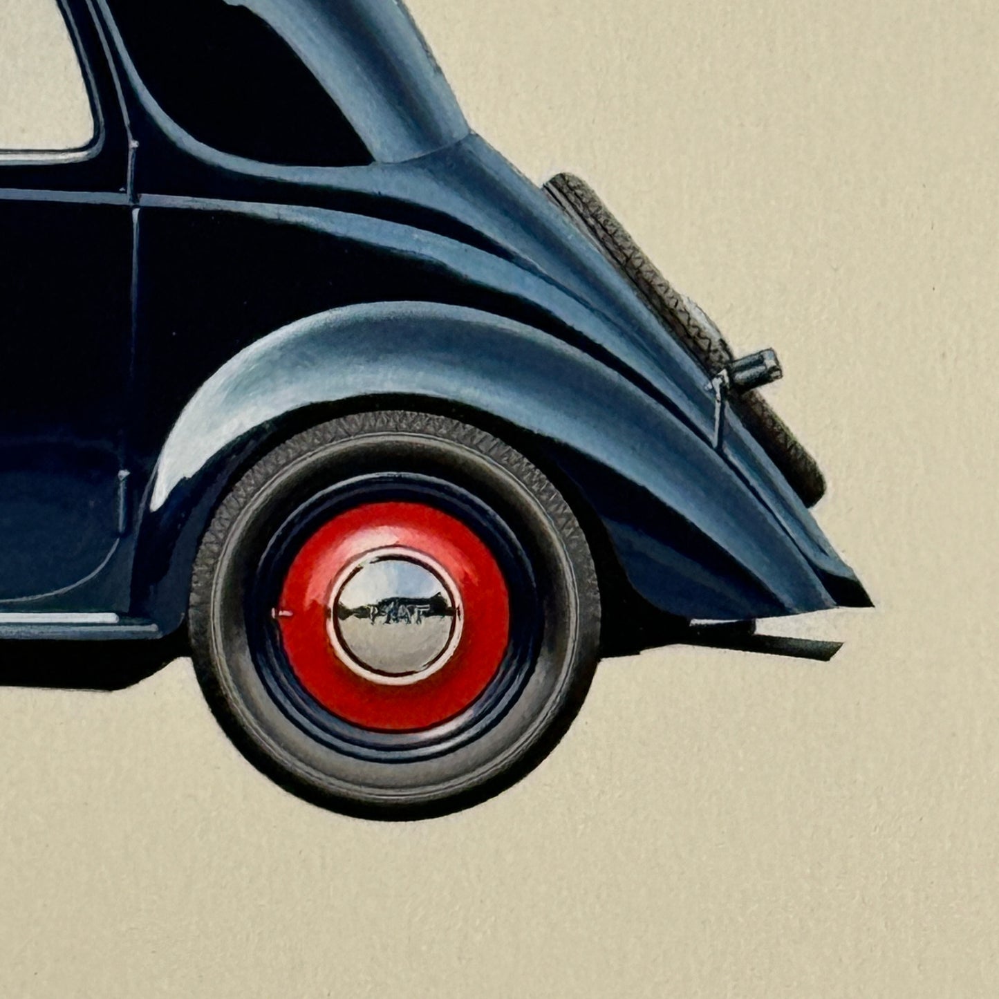 1936 Fiat 500 Topolino Car Illustration Art Drawing Hand Drawn Vintage