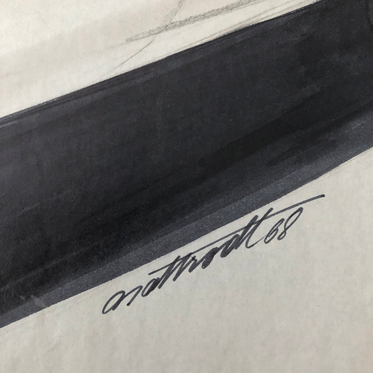 Styling Concept Car Illustration Art Drawing Sketch Vintage Original 1968