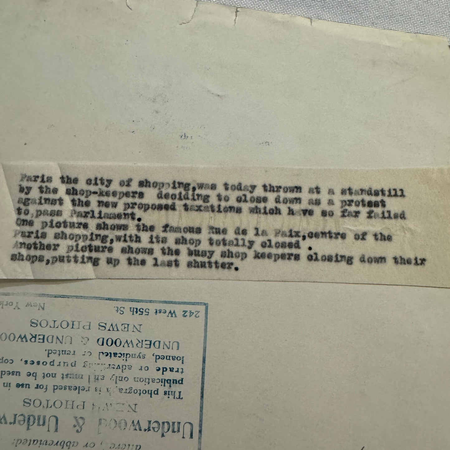Paris France Shop Keepers Close Stores Protest Strike Press Photo Photograph