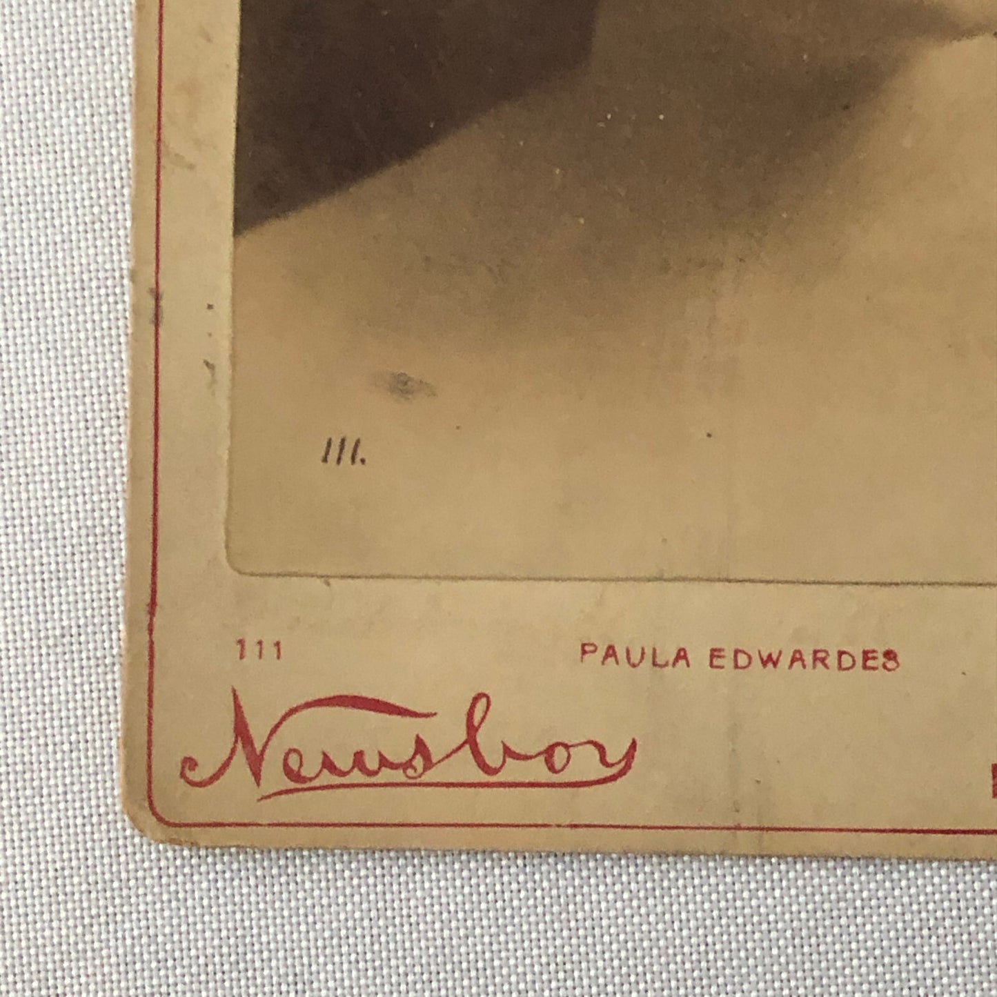 Vintage New York Cabinet Card Photo Photograph Newsboy Paula Edwardes Vaudeville