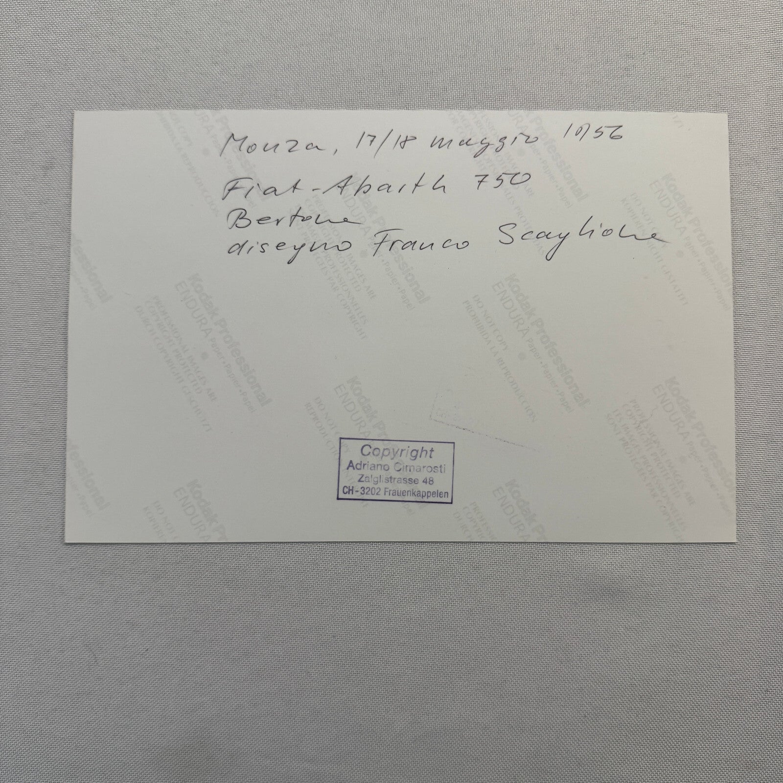 Fiat Abarth 750 Record Bertone 1956 Monza Racing Car Photo Photograph Modern