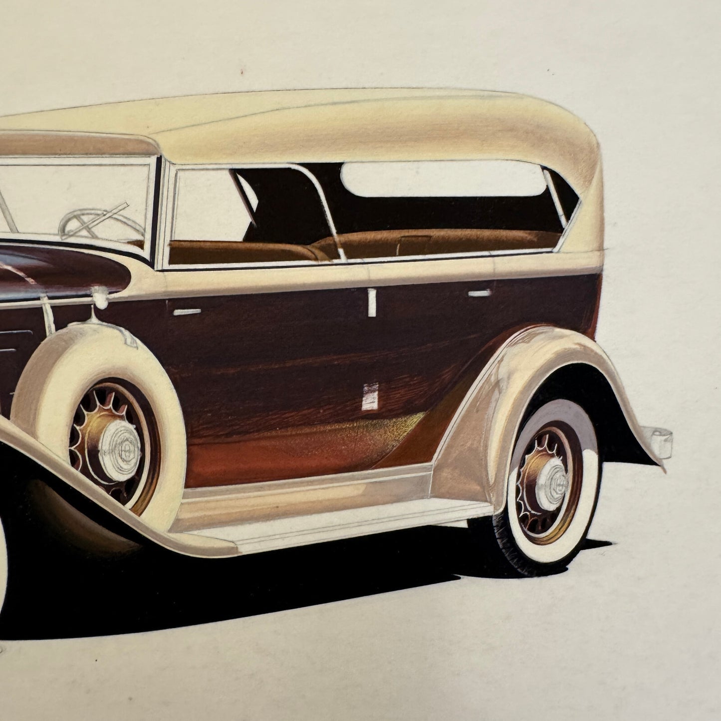 Vintage Pierce Arrow Car Automobile Illustration Art Drawing Hand Drawn