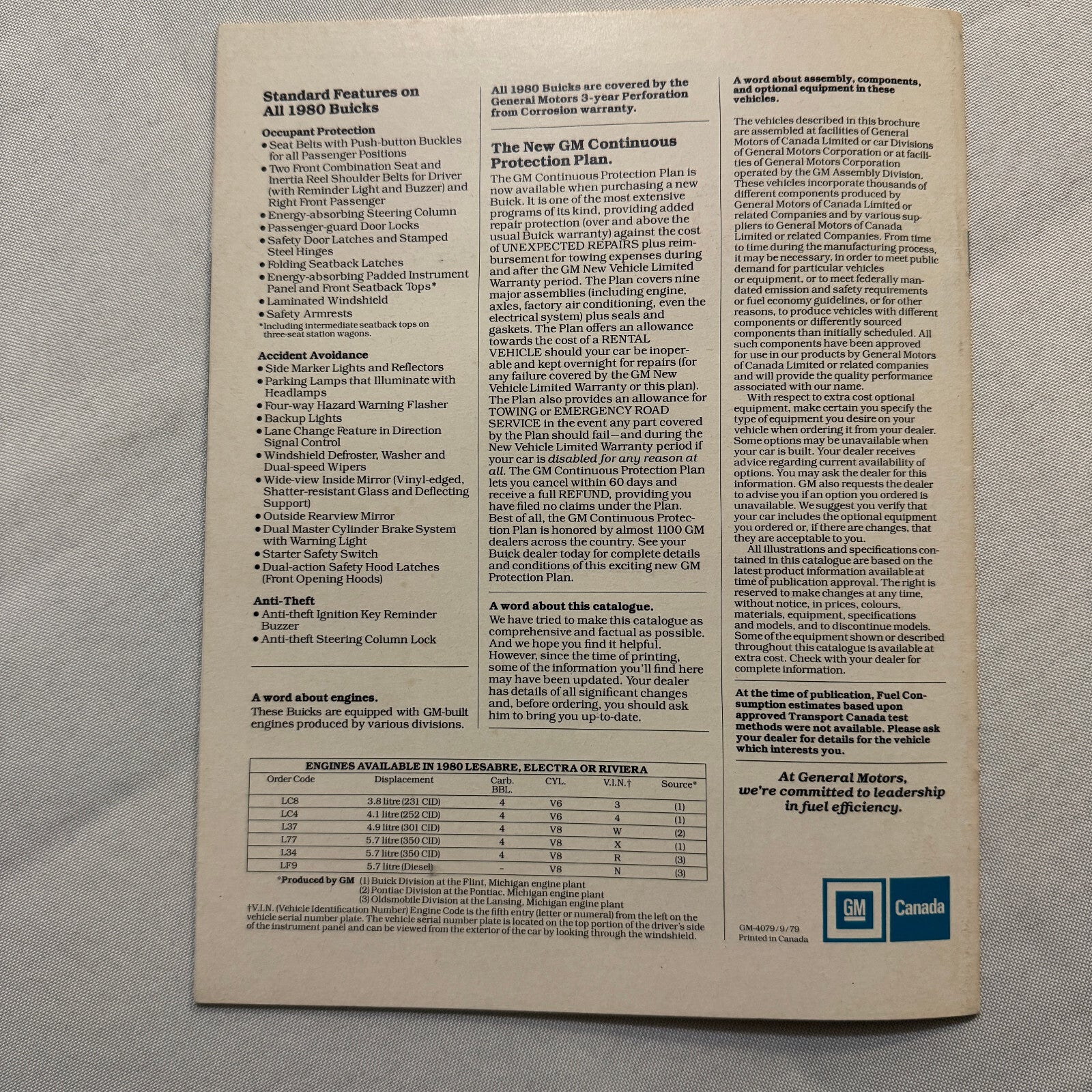 1980 Buick Car Sales Brochure Catalog Advertising Buick LeSabre Electra Riviera