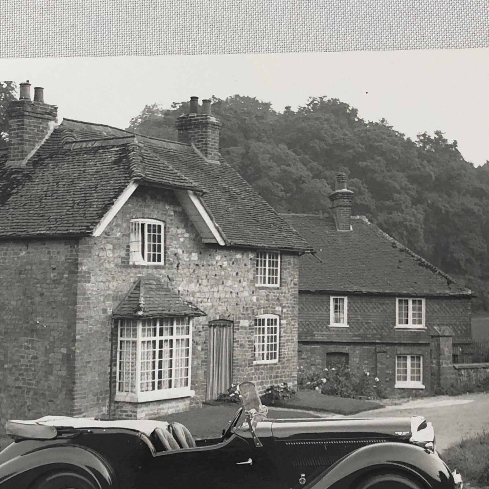 Vintage Car Automobile Outside Estate Home Photo Photograph Print - Lagonda ? 