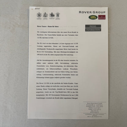 1995 1996 Rover Land Rover Press Kit Mini Cooper MG MGF Range Rover GERMAN